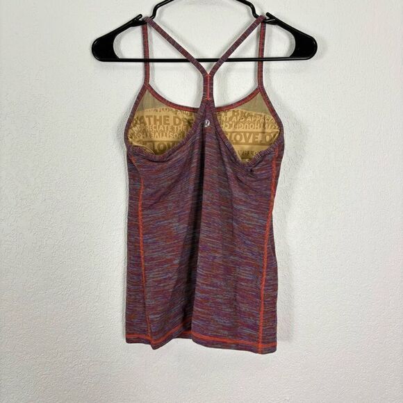 Lululemon Orange, Purple, & Light Blue Striped Power Y Tank Top - Picture 2 of 4